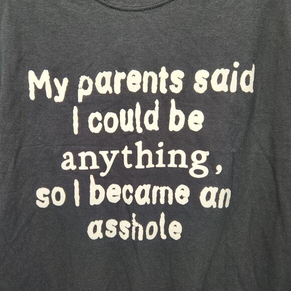 NWT Spencer's Black Novelty "My parents said I could..." Funny T-Shirt Men's L - Picture 4 of 7